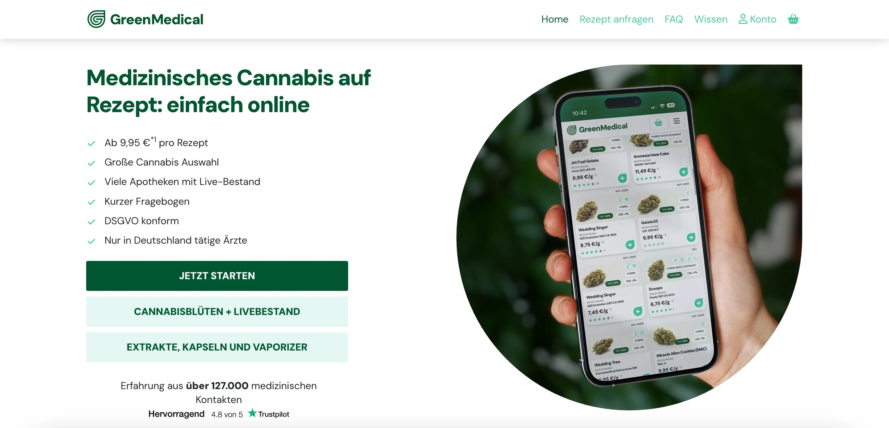 GreenMedical Plattform Screenshot - Rezept-Bestellprozess