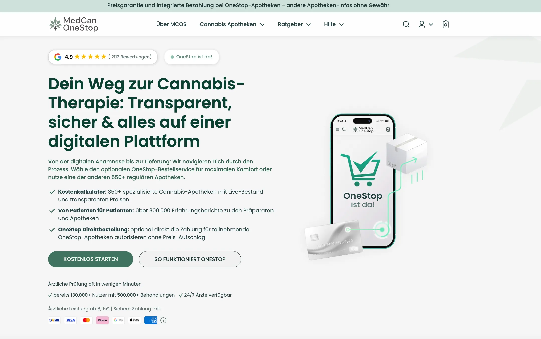 MedCanOneStop Plattform Screenshot - Rezept-Konfigurator